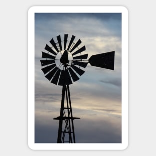 Kansas Windmill Silhouette with Sky Sticker